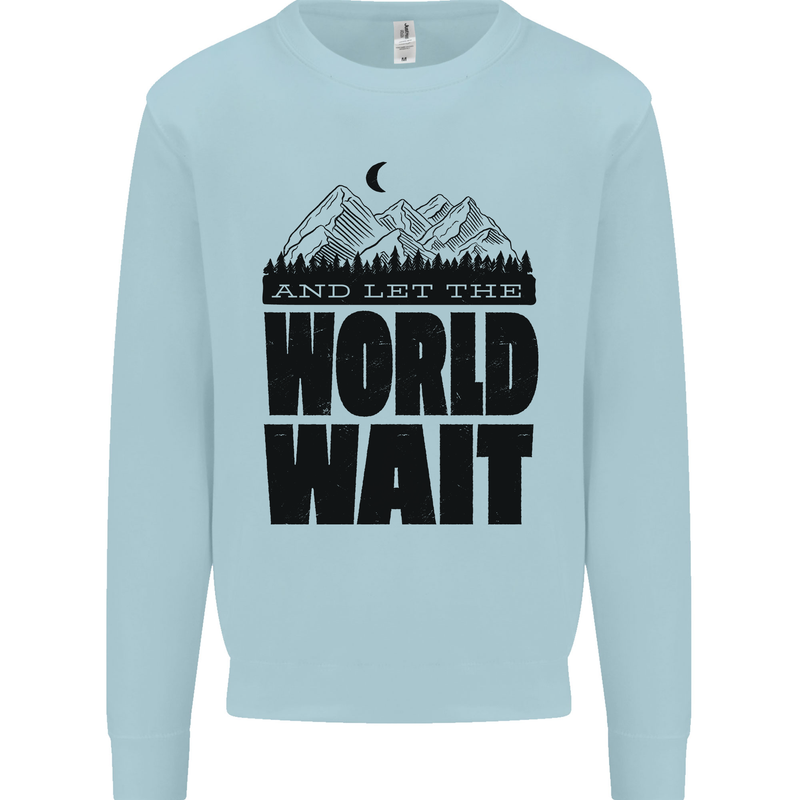 Mountain World Wait Hiking Trekking Walking Kids Sweatshirt Jumper Light Blue