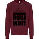 Mountain World Wait Hiking Trekking Walking Kids Sweatshirt Jumper Maroon