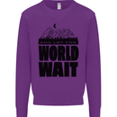 Mountain World Wait Hiking Trekking Walking Kids Sweatshirt Jumper Purple