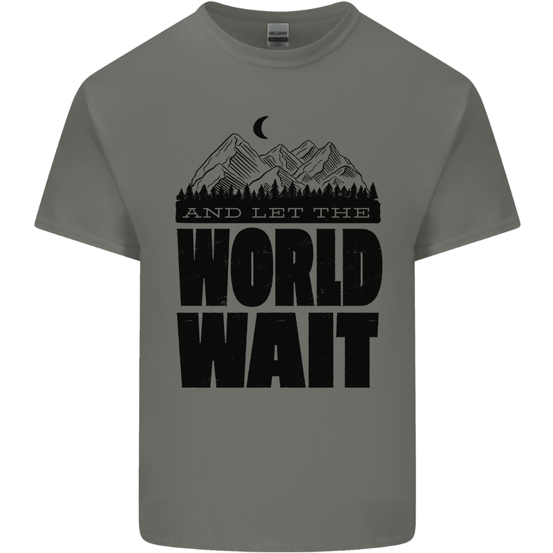 Mountain World Wait Hiking Trekking Walking Kids T-Shirt Childrens Charcoal