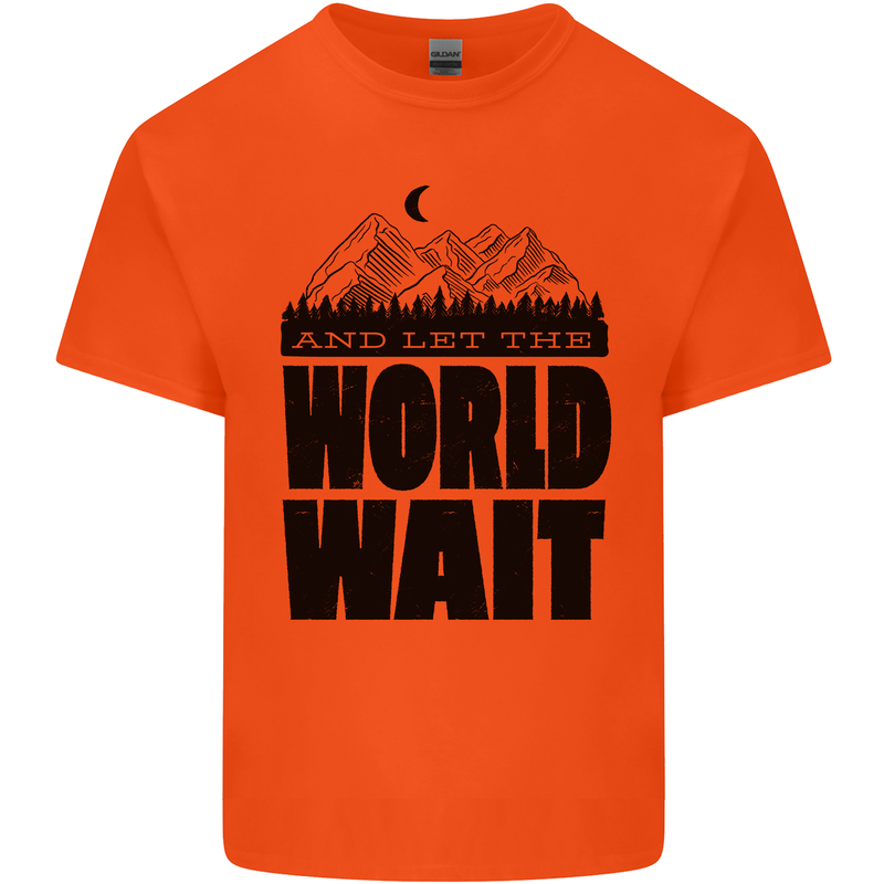 Mountain World Wait Hiking Trekking Walking Kids T-Shirt Childrens Orange