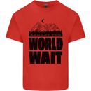 Mountain World Wait Hiking Trekking Walking Kids T-Shirt Childrens Red