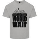 Mountain World Wait Hiking Trekking Walking Kids T-Shirt Childrens Sports Grey