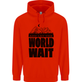 Mountain World Wait Hiking Trekking Walking Mens 80% Cotton Hoodie Bright Red