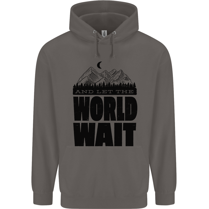Mountain World Wait Hiking Trekking Walking Mens 80% Cotton Hoodie Charcoal