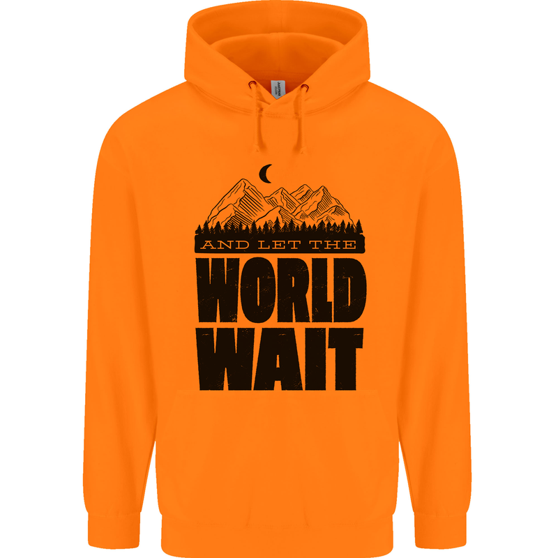 Mountain World Wait Hiking Trekking Walking Mens 80% Cotton Hoodie Orange