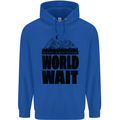 Mountain World Wait Hiking Trekking Walking Mens 80% Cotton Hoodie Royal Blue