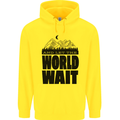 Mountain World Wait Hiking Trekking Walking Mens 80% Cotton Hoodie Yellow
