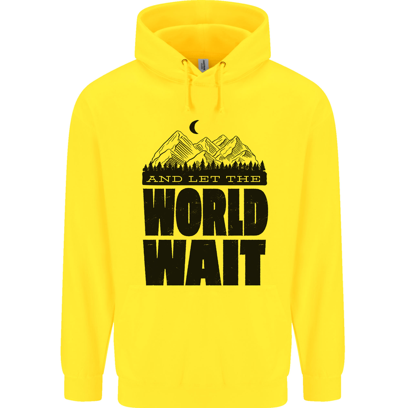 Mountain World Wait Hiking Trekking Walking Mens 80% Cotton Hoodie Yellow