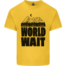 Mountain World Wait Hiking Trekking Walking Mens Cotton T-Shirt Tee Top Yellow