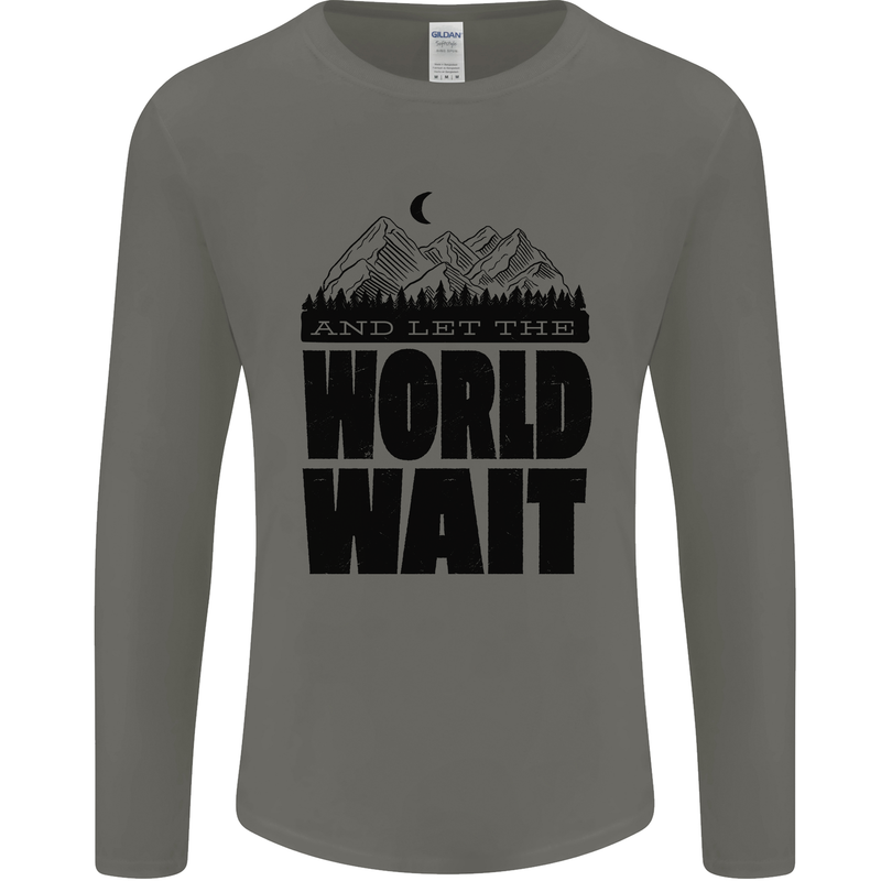 Mountain World Wait Hiking Trekking Walking Mens Long Sleeve T-Shirt Charcoal