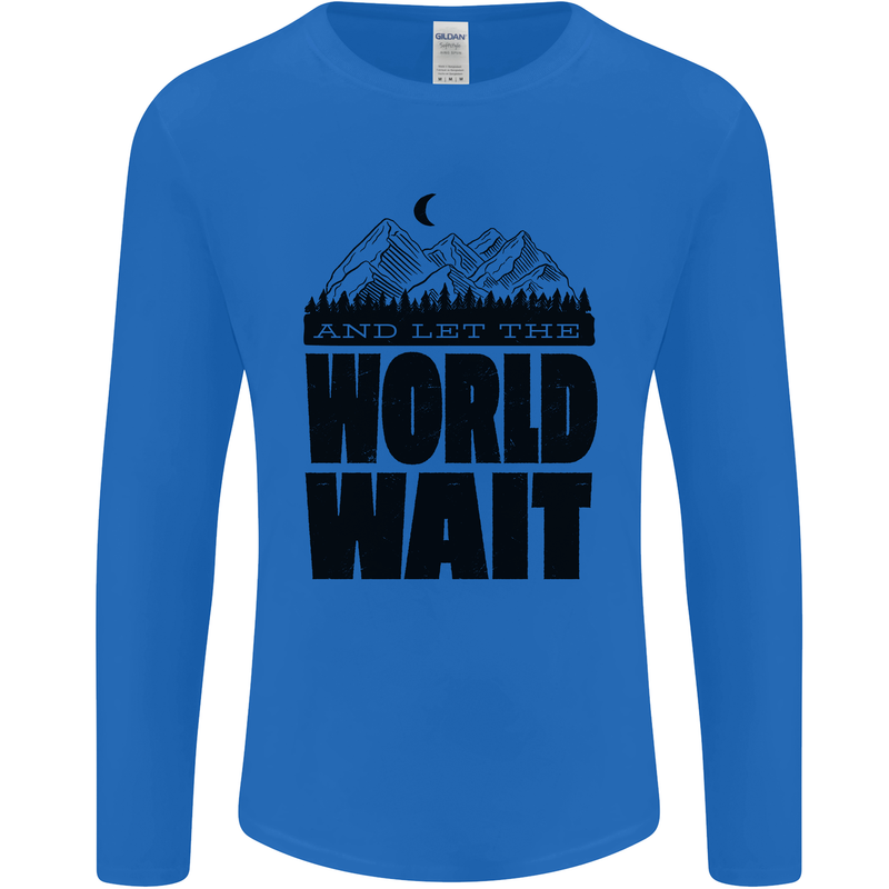 Mountain World Wait Hiking Trekking Walking Mens Long Sleeve T-Shirt Royal Blue