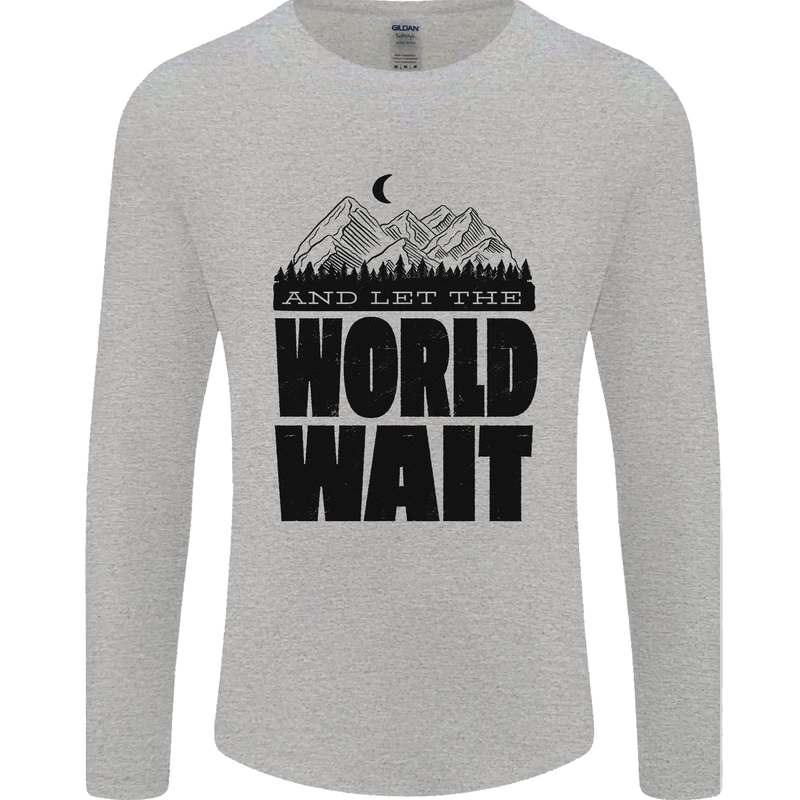 Mountain World Wait Hiking Trekking Walking Mens Long Sleeve T-Shirt Sports Grey