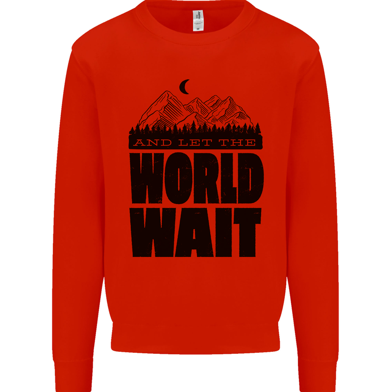 Mountain World Wait Hiking Trekking Walking Mens Sweatshirt Jumper Bright Red
