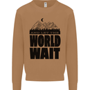 Mountain World Wait Hiking Trekking Walking Mens Sweatshirt Jumper Caramel Latte