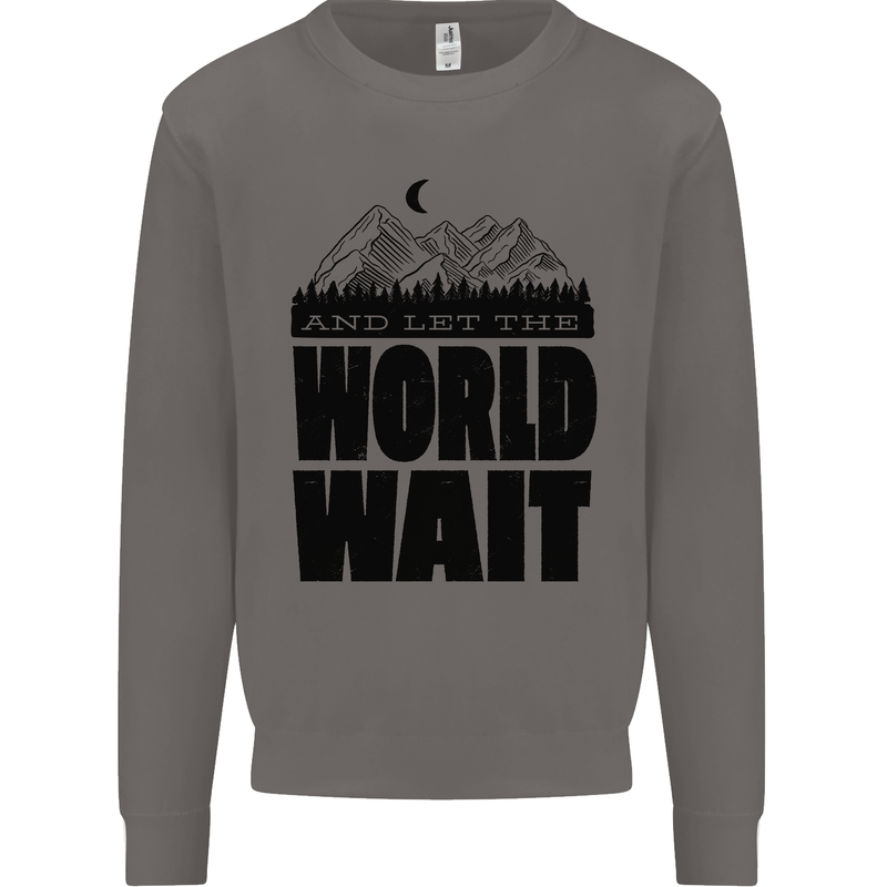 Mountain World Wait Hiking Trekking Walking Mens Sweatshirt Jumper Charcoal