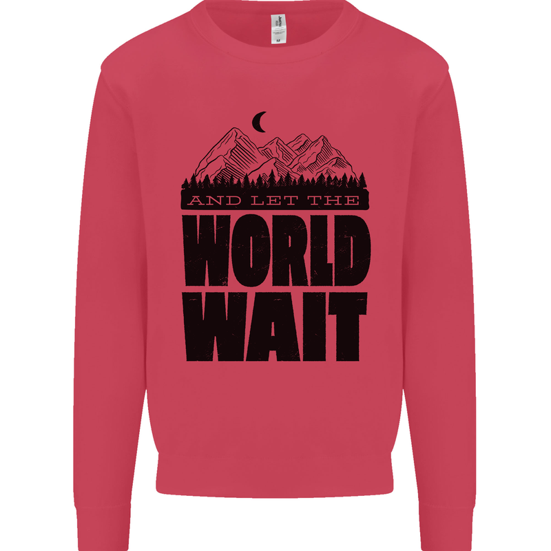 Mountain World Wait Hiking Trekking Walking Mens Sweatshirt Jumper Heliconia