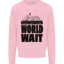Mountain World Wait Hiking Trekking Walking Mens Sweatshirt Jumper Light Pink