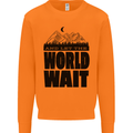 Mountain World Wait Hiking Trekking Walking Mens Sweatshirt Jumper Orange