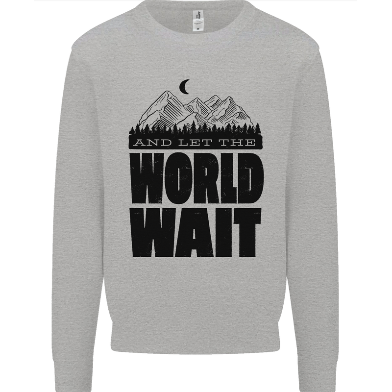 Mountain World Wait Hiking Trekking Walking Mens Sweatshirt Jumper Sports Grey