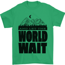 Mountain World Wait Hiking Trekking Walking Mens T-Shirt Cotton Gildan Irish Green
