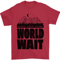 Mountain World Wait Hiking Trekking Walking Mens T-Shirt Cotton Gildan Red