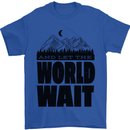 Mountain World Wait Hiking Trekking Walking Mens T-Shirt Cotton Gildan Royal Blue