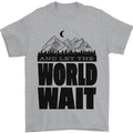 Mountain World Wait Hiking Trekking Walking Mens T-Shirt Cotton Gildan Sports Grey
