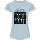 Mountain World Wait Hiking Trekking Walking Womens Petite Cut T-Shirt Light Blue