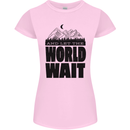 Mountain World Wait Hiking Trekking Walking Womens Petite Cut T-Shirt Light Pink