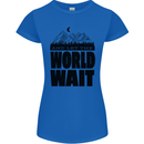 Mountain World Wait Hiking Trekking Walking Womens Petite Cut T-Shirt Royal Blue
