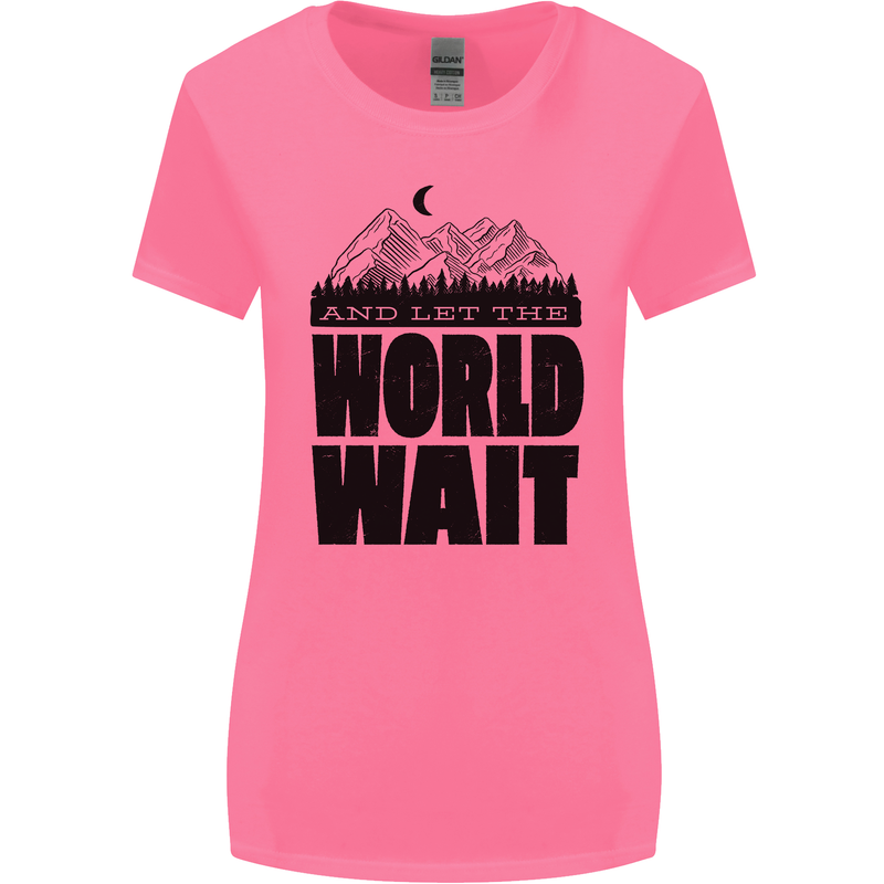 Mountain World Wait Hiking Trekking Walking Womens Wider Cut T-Shirt Azalea