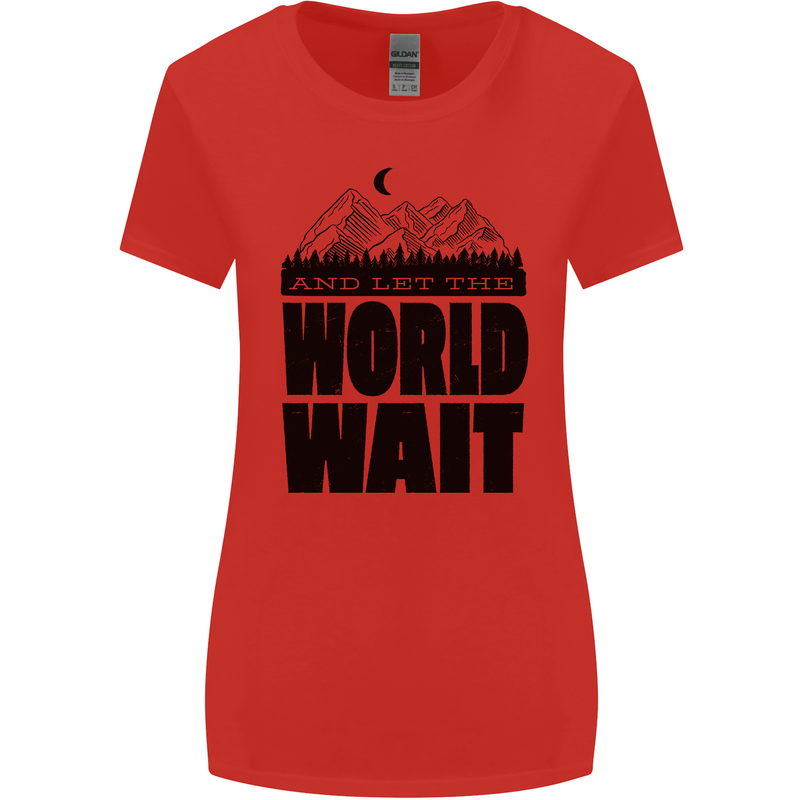 Mountain World Wait Hiking Trekking Walking Womens Wider Cut T-Shirt Red