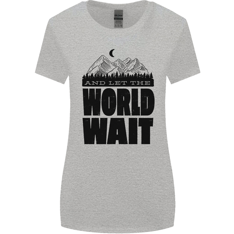 Mountain World Wait Hiking Trekking Walking Womens Wider Cut T-Shirt Sports Grey