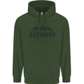 Mountains Alpinist Hiking Climbing Climber Childrens Kids Hoodie Forest Green