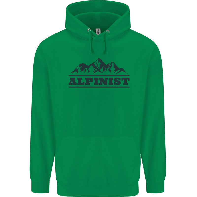 Mountains Alpinist Hiking Climbing Climber Childrens Kids Hoodie Irish Green