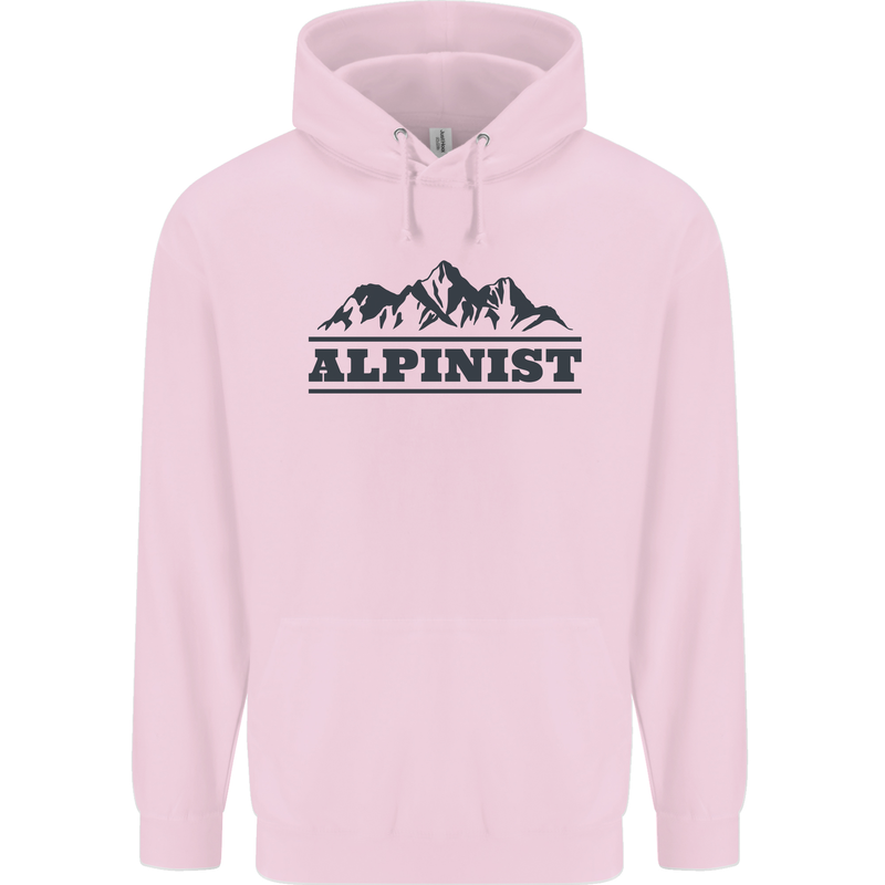 Mountains Alpinist Hiking Climbing Climber Childrens Kids Hoodie Light Pink