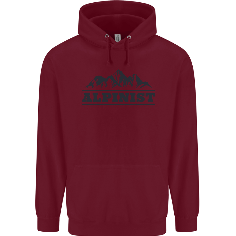 Mountains Alpinist Hiking Climbing Climber Childrens Kids Hoodie Maroon