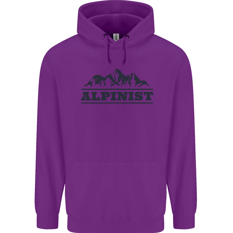 Mountains Alpinist Hiking Climbing Climber Childrens Kids Hoodie Purple