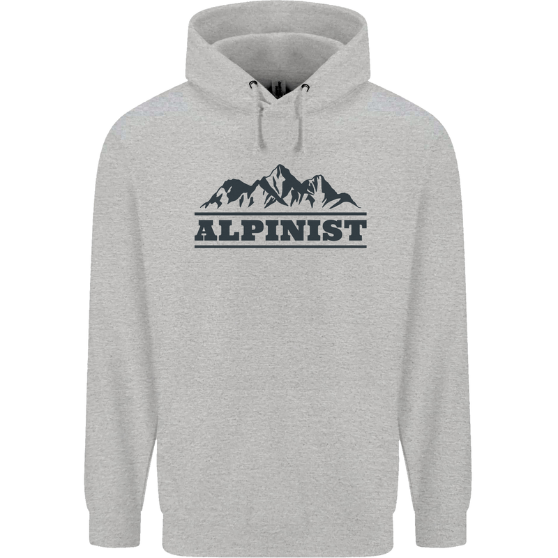 Mountains Alpinist Hiking Climbing Climber Childrens Kids Hoodie Sports Grey
