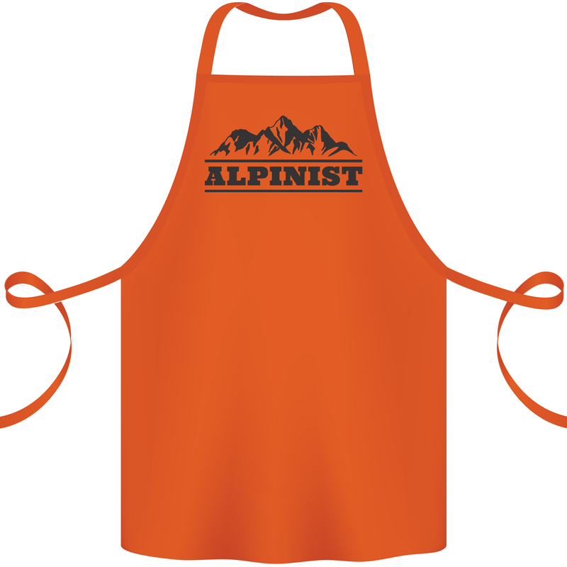 Mountains Alpinist Hiking Climbing Climber Cotton Apron 100% Organic Orange