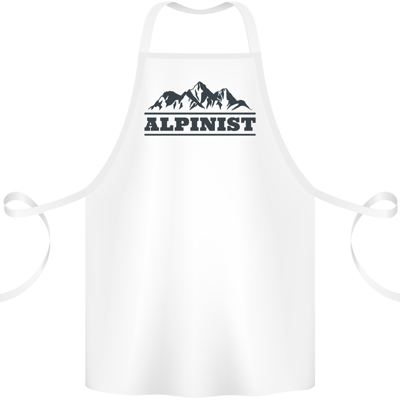 Mountains Alpinist Hiking Climbing Climber Cotton Apron 100% Organic White