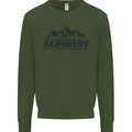 Mountains Alpinist Hiking Climbing Climber Kids Sweatshirt Jumper Forest Green