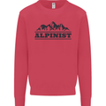 Mountains Alpinist Hiking Climbing Climber Kids Sweatshirt Jumper Heliconia