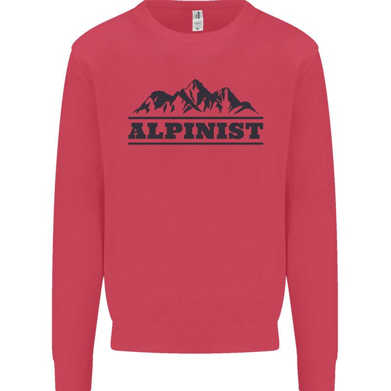 Mountains Alpinist Hiking Climbing Climber Kids Sweatshirt Jumper Heliconia