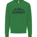 Mountains Alpinist Hiking Climbing Climber Kids Sweatshirt Jumper Irish Green
