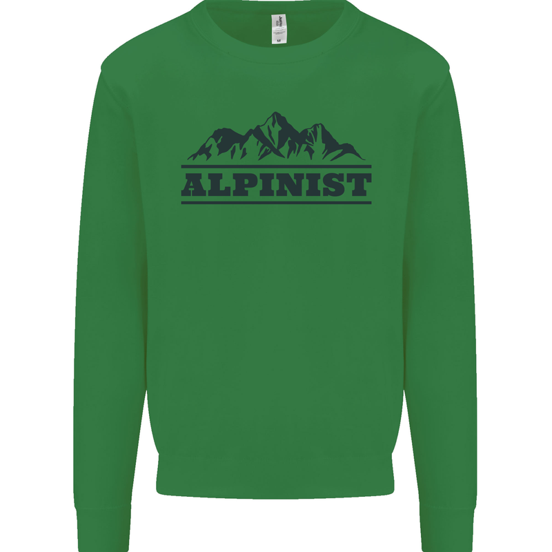 Mountains Alpinist Hiking Climbing Climber Kids Sweatshirt Jumper Irish Green