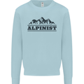 Mountains Alpinist Hiking Climbing Climber Kids Sweatshirt Jumper Light Blue