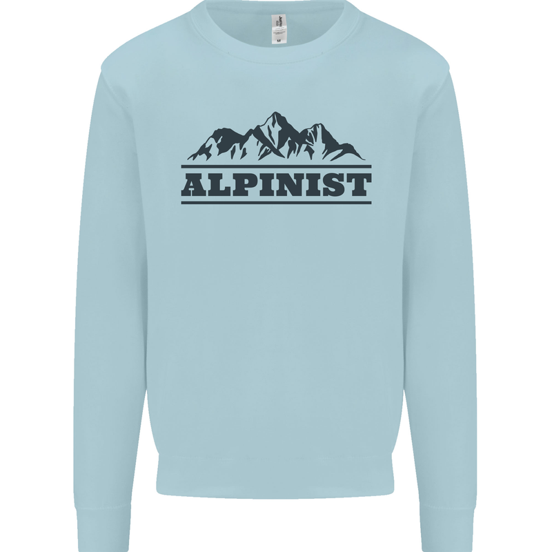 Mountains Alpinist Hiking Climbing Climber Kids Sweatshirt Jumper Light Blue