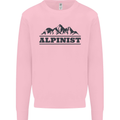 Mountains Alpinist Hiking Climbing Climber Kids Sweatshirt Jumper Light Pink
